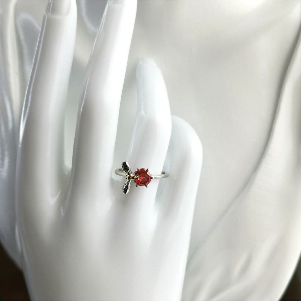 Spessartite Garnet Bee sterling silver ring size 7 🆕 - Picture 9 of 11